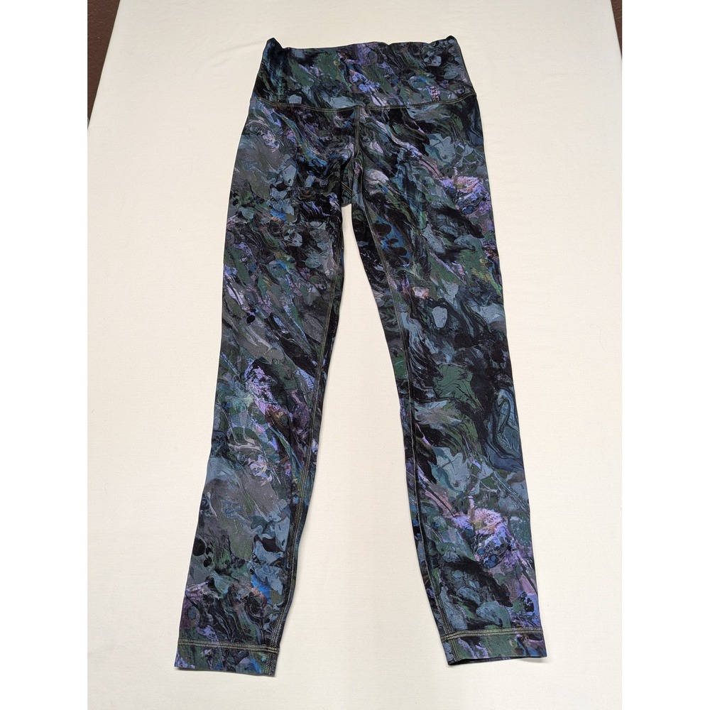 Lululemon Wunder Under High Rise Tight Leggings Abstract Marble Purple Green 24